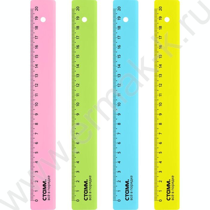 Линейка пл 20см неон прозр. / ассорти | Фото 1