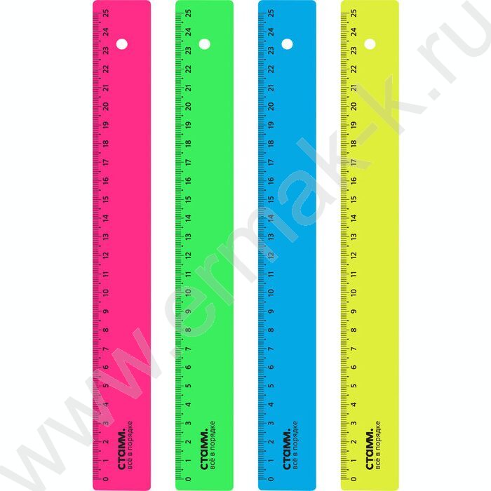 Линейка пл 25см неон/ ассорти | Фото 1