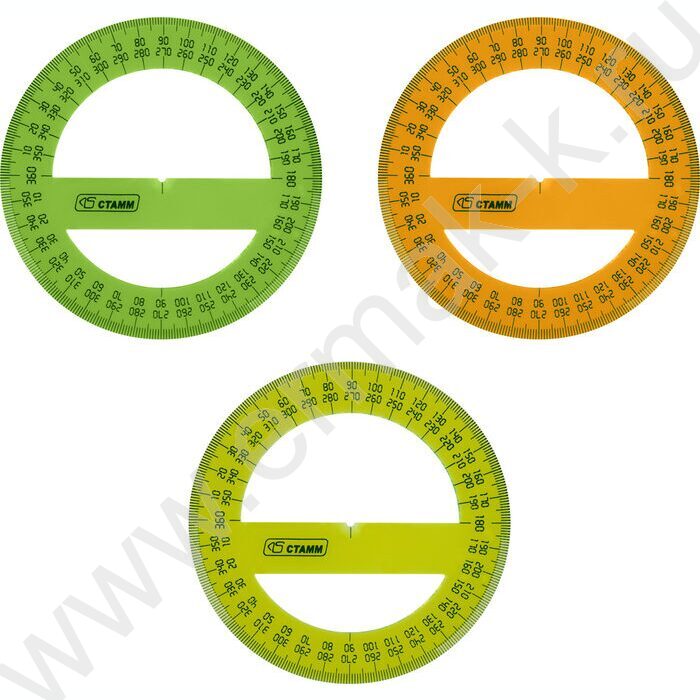 Транспортир 360° 10см флюор прозр | Фото 2