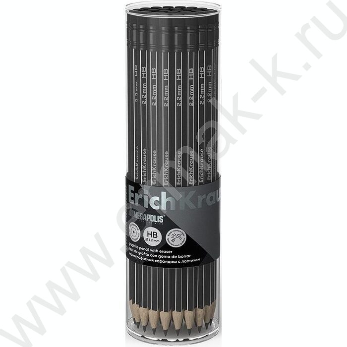 Карандаш ч/гр с ластиком HB MEGAPOLIS /туба | Фото 2