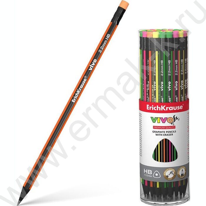 Карандаш ч/гр с ластиком HB Vivo /трехгранный /туба | Фото 2