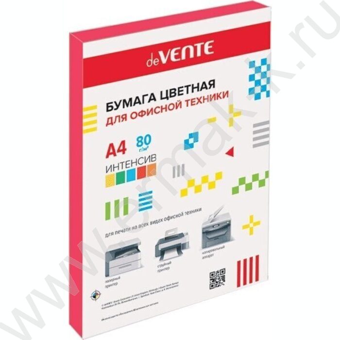 Бумага А4  80г/мкв 100л "deVENTE" интенсив красный | Фото 1