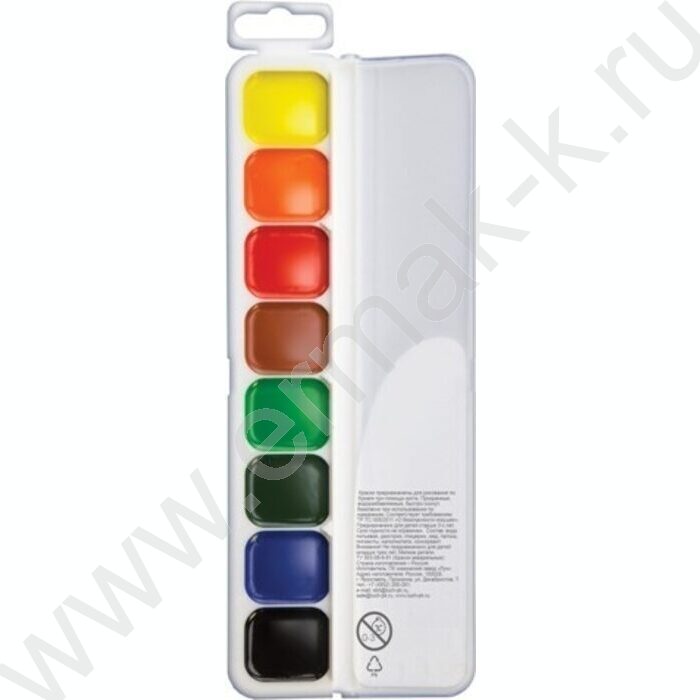 Акварель медовая  8цв  Классика с кисточкой п/у | Фото 3