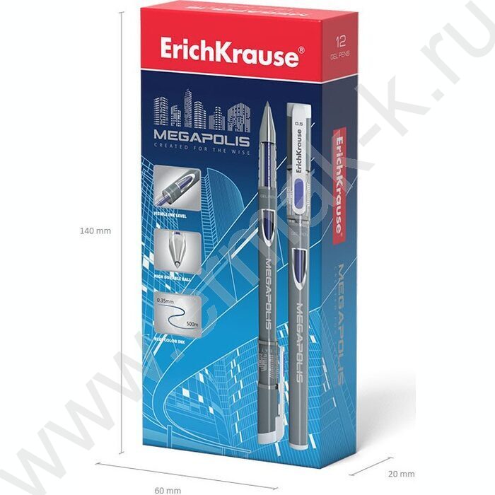 Ручка гелевая синяя 0,5мм  Megapolis | Фото 4