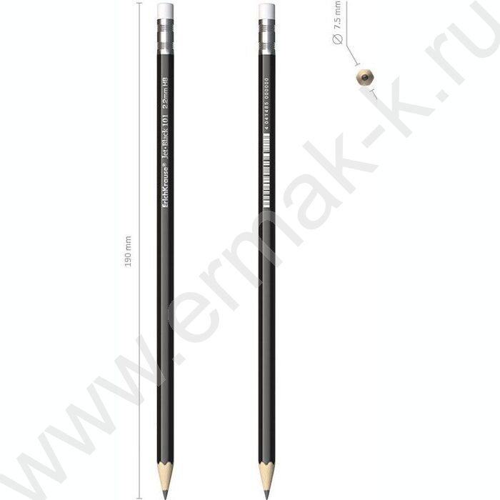Карандаш ч/гр с ластиком HB Jet Black /туба | Фото 4