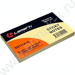 Бумага д/записей  76*127мм /100л пастель желтая с липким краем | Фото 1