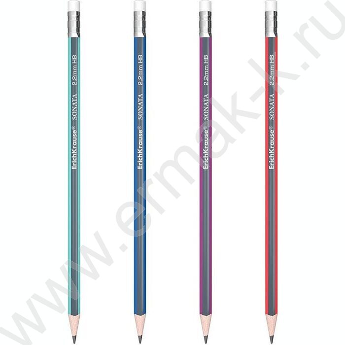 Карандаш ч/гр с ластиком HB Sonata /трехгранный /туба 42шт | Фото 1