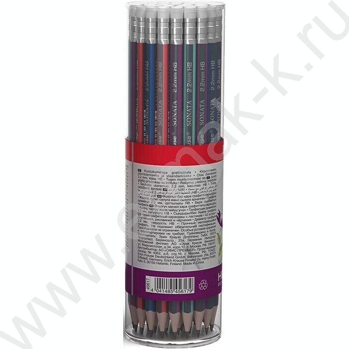 Карандаш ч/гр с ластиком HB Sonata /трехгранный /туба 42шт | Фото 3