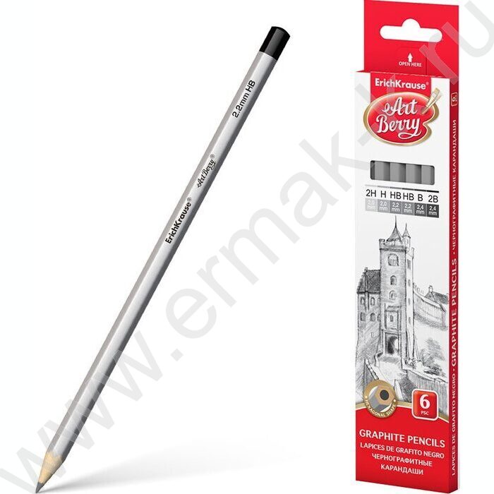 Карандаш ч/гр /набор  6шт/ шестигранные 2H, H, HB, HB, B, 2B | Фото 2