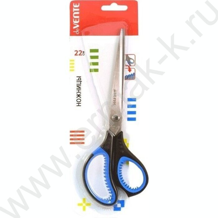 Ножницы 22см двухцветные прорезиненные кольца c лепестками, в картонном блистере | Фото 2