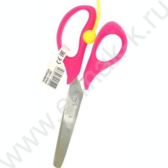 Ножницы 13см детские Ergo Line эргономичные пластиковые кольца с упором, ассорти, картон. диспле | Фото 1