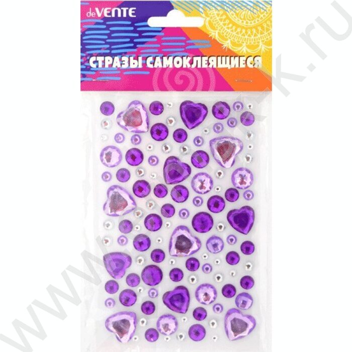 Наклейки-стразы акриловые "Сердечки" 9,5*15см /ассорти /блистер     | Фото 2