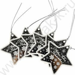 Набор подвесных ярлыков Новогодние серебро/для новогодних подарков, из картона с фигурной вырубк | Фото 3