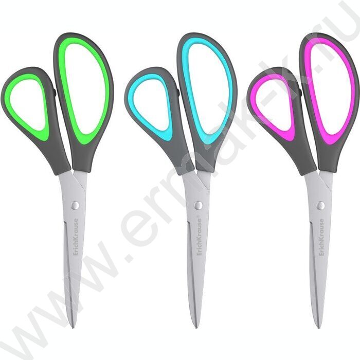 Ножницы 17см EasyCut+Ergo ассиметрич. форма ручек, резин. вставки /ассорти /блистер | Фото 1