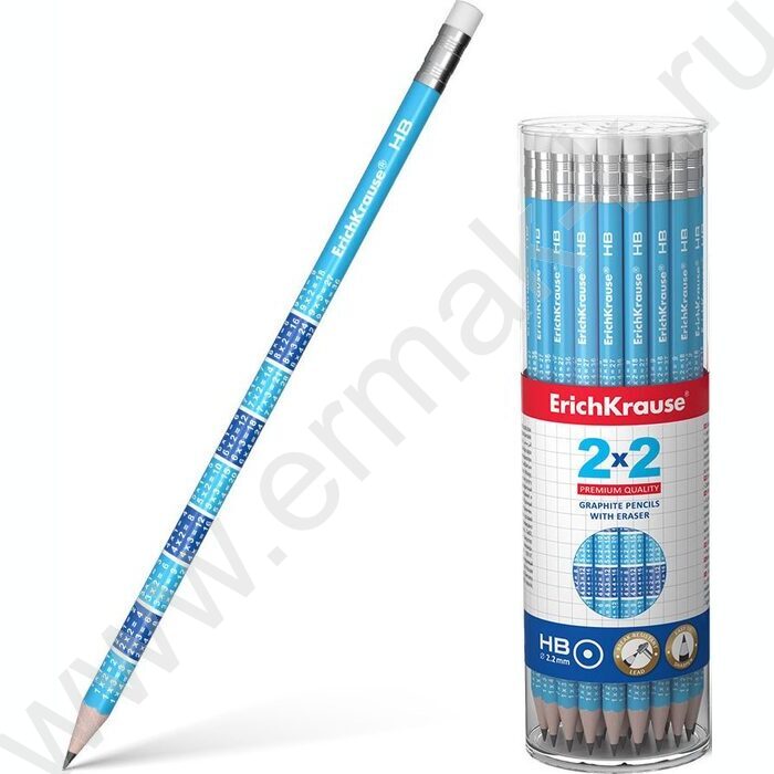 Карандаш ч/гр с ластиком 2x2 HB /круглый /туба | Фото 2