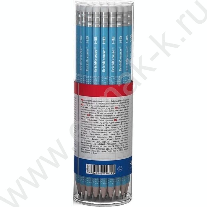 Карандаш ч/гр с ластиком 2x2 HB /круглый /туба | Фото 3