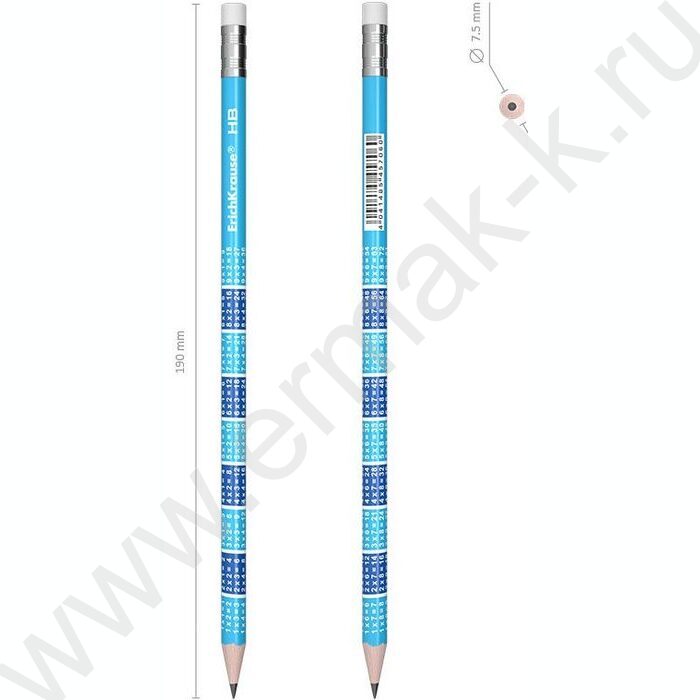 Карандаш ч/гр с ластиком 2x2 HB /круглый /туба | Фото 4