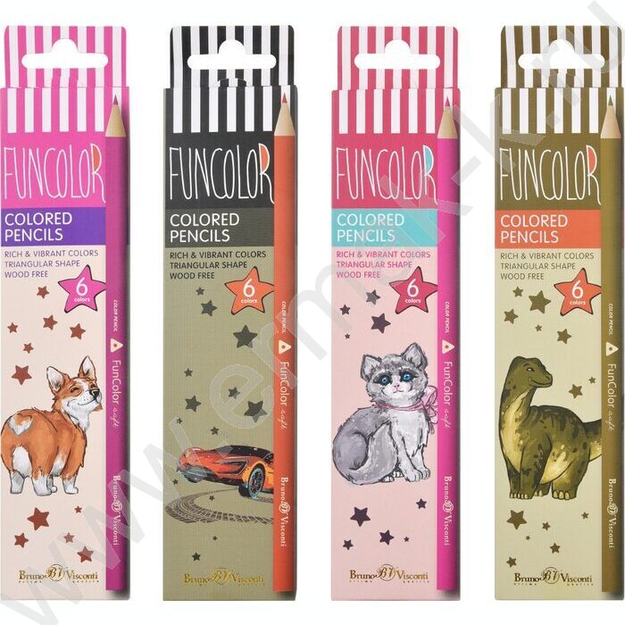 Карандаши пластиковые  6цв Funcolor 4вида | Фото 1
