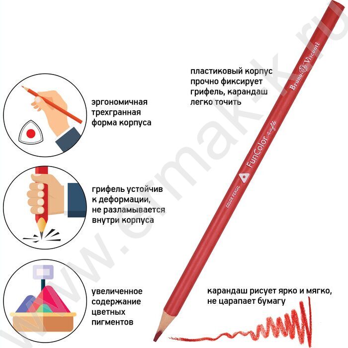 Карандаши пластиковые  6цв Funcolor 4вида | Фото 7