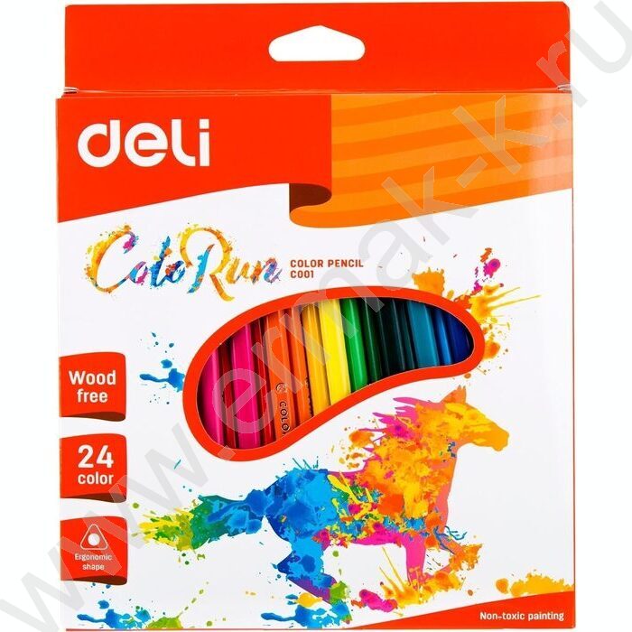 Карандаши пластиковые 24цв ColoRun /трехгранные/ европодвес | Фото 1