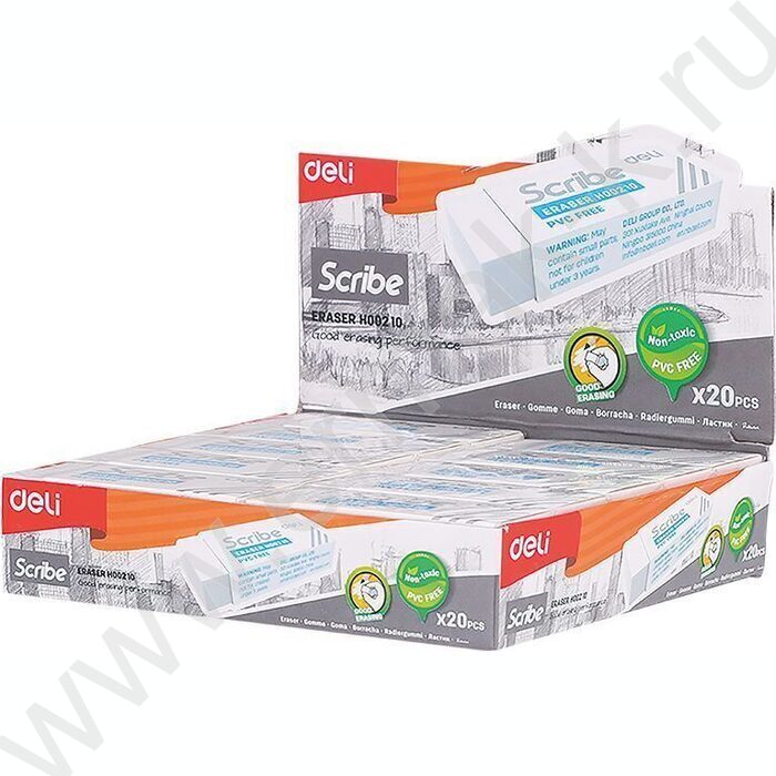 Ластик белый прямоугольный "Scribe Scribe" 54*20*10мм | Фото 2