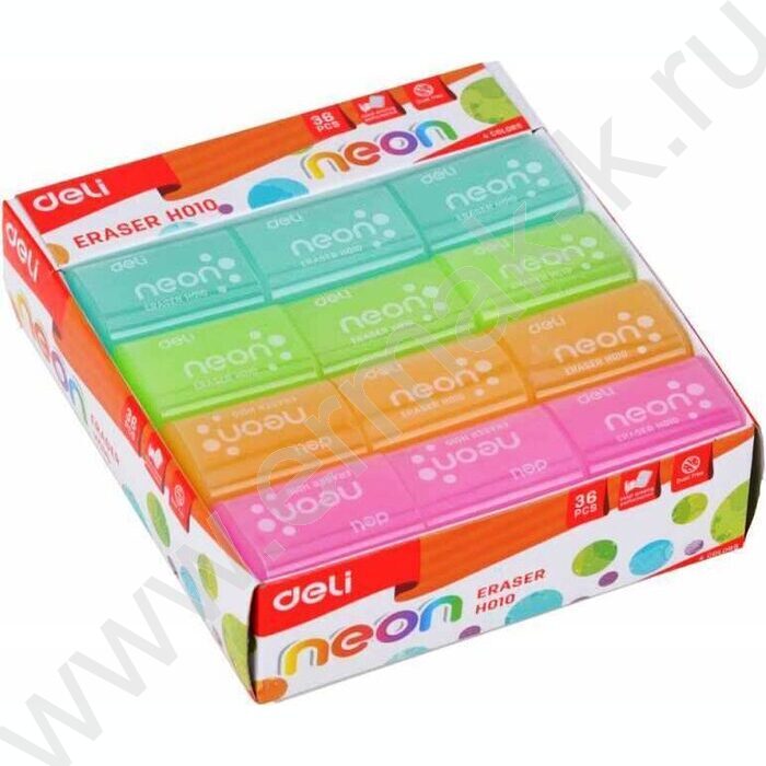Ластик цветной /39*27*12мм, неон ассорти | Фото 2