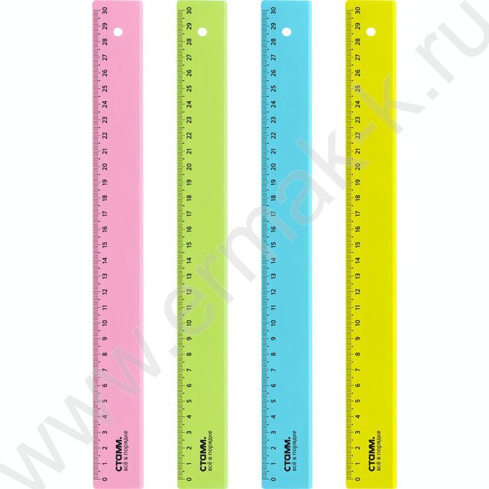 Линейка пл 30см неон прозр. / ассорти | Фото 1