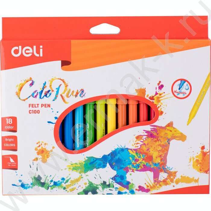 Фломастеры  18цв ColoRun вентилируемый колпачок, коробка европодвес | Фото 1