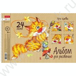 Альбом д/рисования-спираль 24л "Про кота" /перфорация/ 5видов | Фото 5