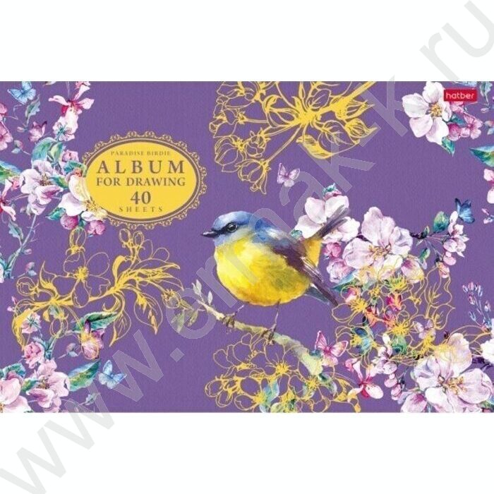 Альбом д/рисования 40л "Райские пташки" /3D фольга /3D лак /матов.ламин/ 5видов | Фото 2
