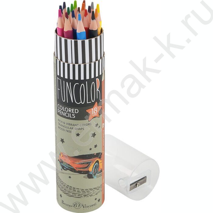 Карандаши пластиковые 18цв Funcolor 4вида карт.туба | Фото 2