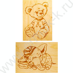 Набор д/творчества Выжигание.Доски для выжигания 2 шт "Медвежонок и слоненок" | Фото 5