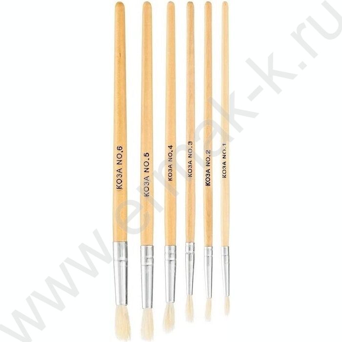 Кисть набор  6шт /коза №1,№2,№3,№4,№5,№6/ европодвес | Фото 2