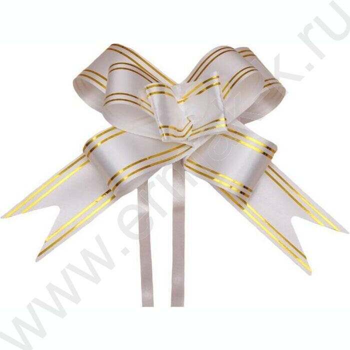 Бант-бабочка Золотые линии 3см белый (цена за 1шт в уп.10шт.) | Фото 1