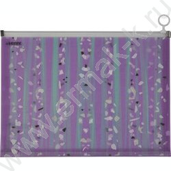 Папка-конверт на молнии А4 с расширением Crystal Dream п/прозр. сиреневая с паттерном 180мкм | Фото 1
