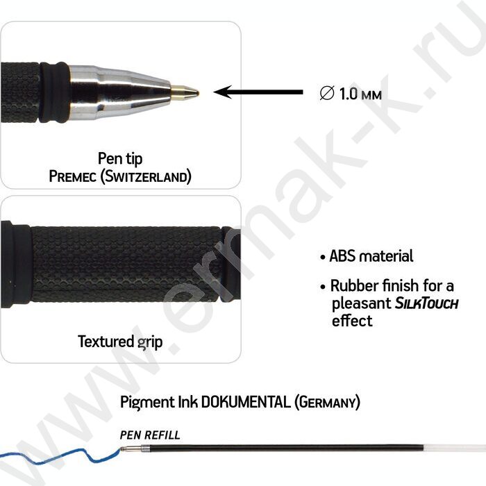 Ручка шар CityWrite.Black синяя 1мм /антискольз.корпус | Фото 3