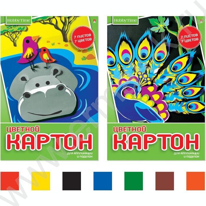 Картон цв. А4  7л/7цв Хобби тайм | Фото 1