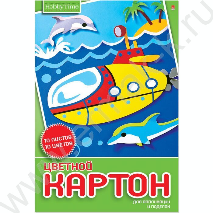 Картон цв. А4 10л/10цв Хобби тайм | Фото 3