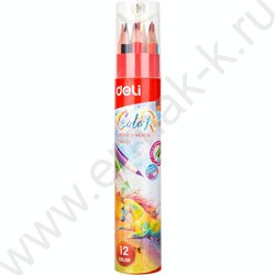 Карандаши  12цв ColoRun тополь /трехгранные + точилка /карт. тубус | Фото 1