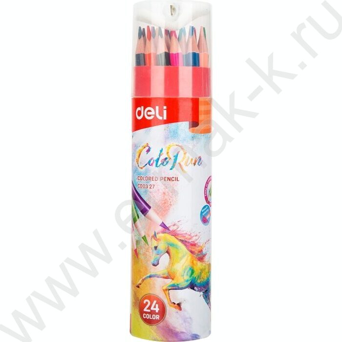Карандаши  24цв ColoRun тополь /трехгранные + точилка /карт. тубус | Фото 1