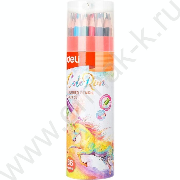 Карандаши  36цв ColoRun тополь /трехгранные + точилка /карт. тубус | Фото 1