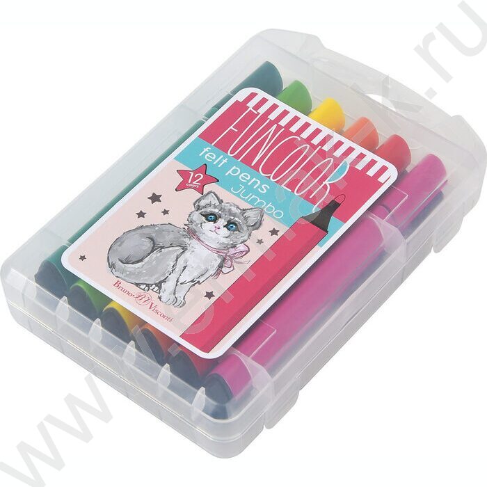 Фломастеры  12цв Funcolor jumbo утолщенные в пл.пенале | Фото 2