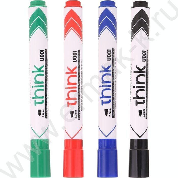 Маркер д/маркерных досок /набор  4цв/ 2мм круг Think блистер | Фото 2