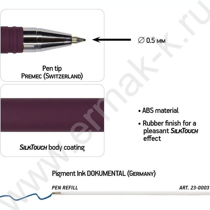 Ручка шар SlimWrite.Original синяя 0,5мм /антискольз.корпус/3цв.корпуса | Фото 3
