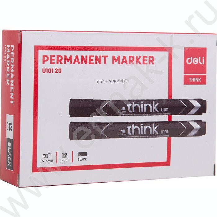 Маркер перм. /черный/ 1,5-5мм косой Think | Фото 4