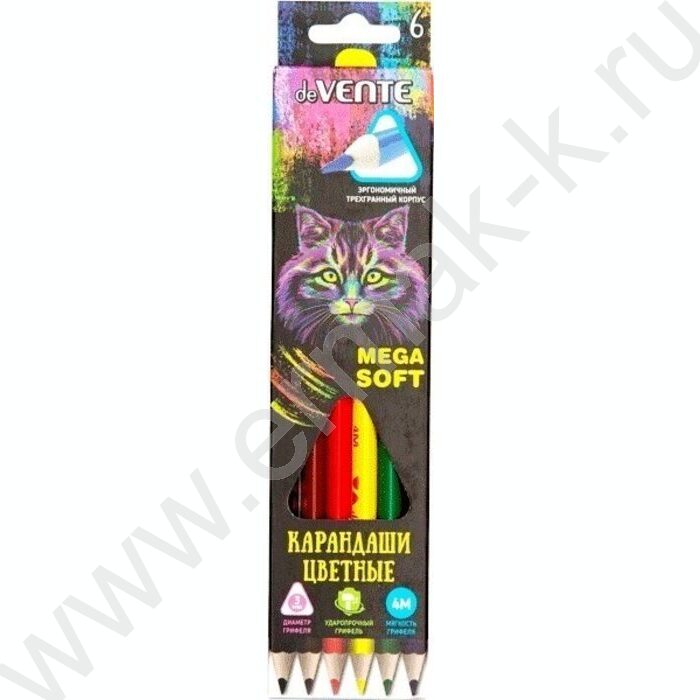 Карандаши   6цв Trio Mega Soft /трехгранные/ 4М, d грифеля-3мм к/кор | Фото 1