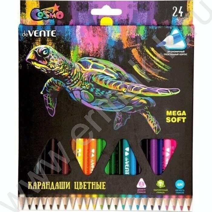 Карандаши  24цв Trio Mega Soft /трехгранные/ 4М, d грифеля-3мм к/кор | Фото 1