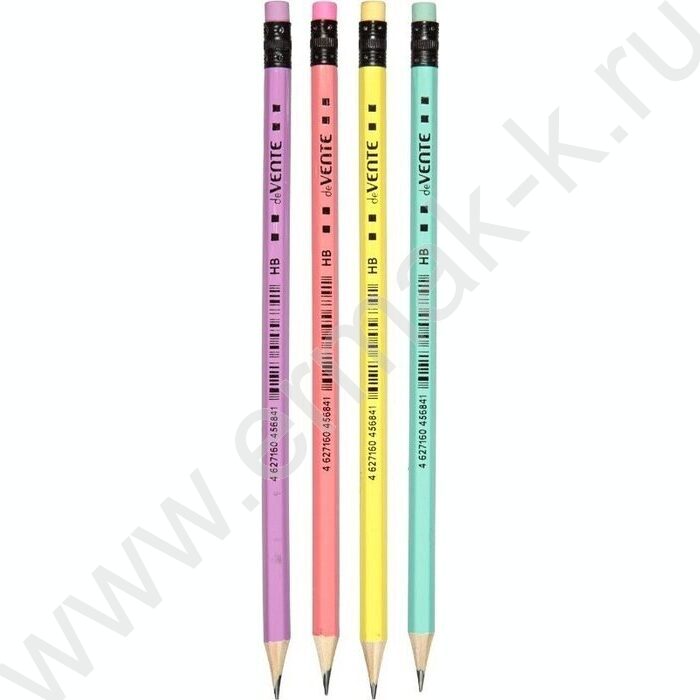 Карандаш ч/гр с ластиком HB "Pastel" 2мм, заточенный, цвет - ассорти в пастельных тонах | Фото 1