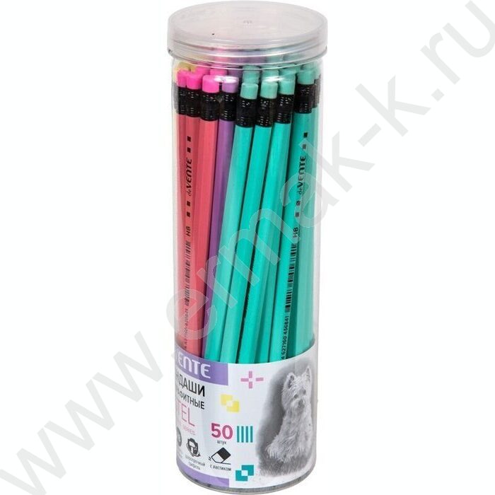 Карандаш ч/гр с ластиком HB "Pastel" 2мм, заточенный, цвет - ассорти в пастельных тонах | Фото 2