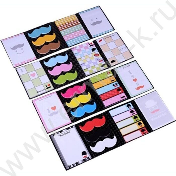 Бумага д/записей  c липким краем 5 блоков полос + 3 блока усов + 2 квадратных блока по 18 л | Фото 2